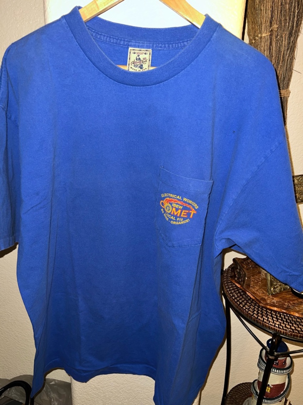 Royal Blue Crewneck Tee with Branded Neck Label